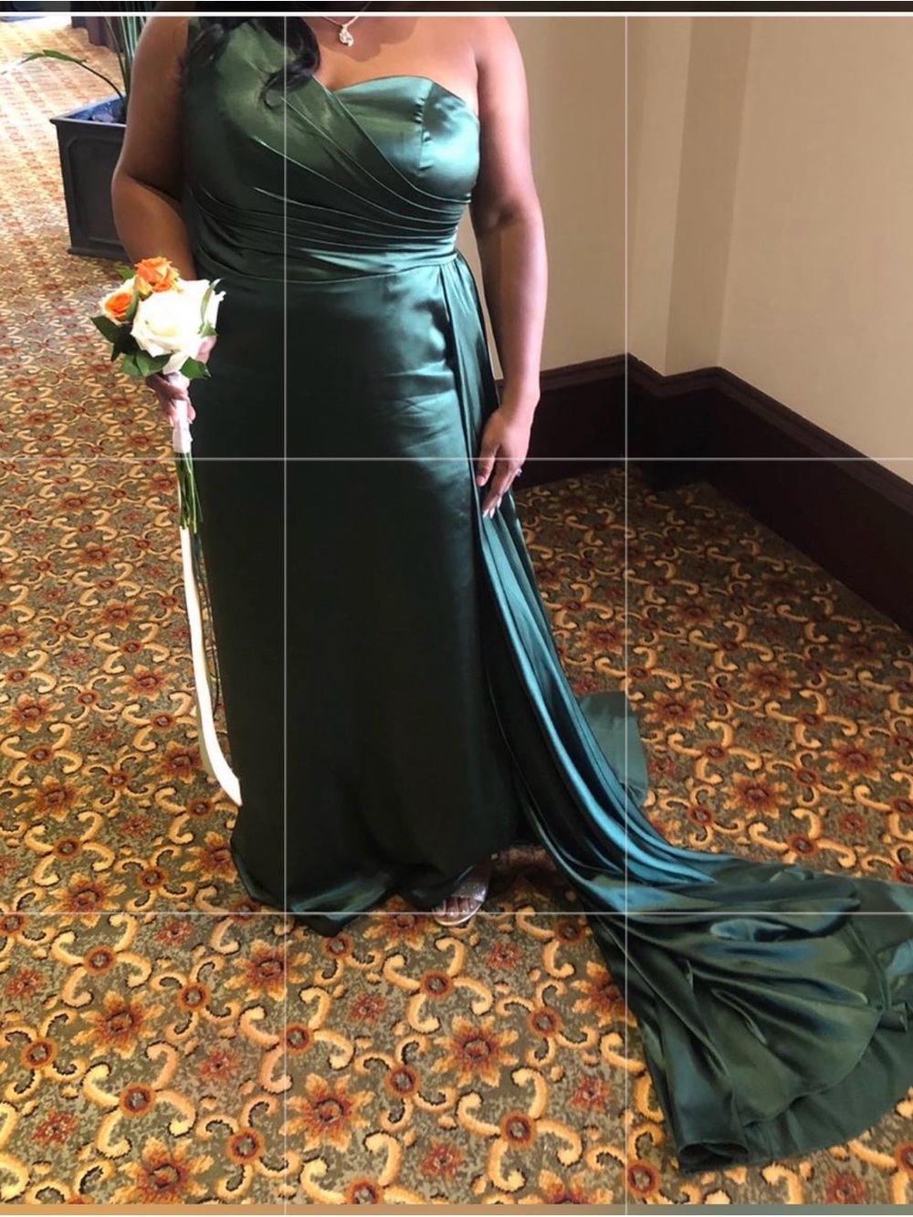 Elegant Forest Green Satin Strapless Evening Dress